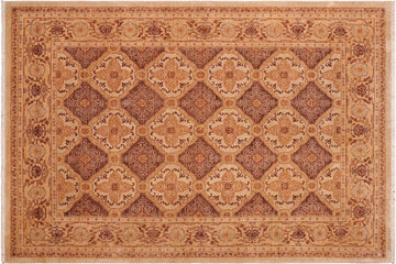 handmade Transitional Kafkaz Chobi Ziegler Brown Gold Hand Knotted RECTANGLE 100% WOOL area rug 6 x 8